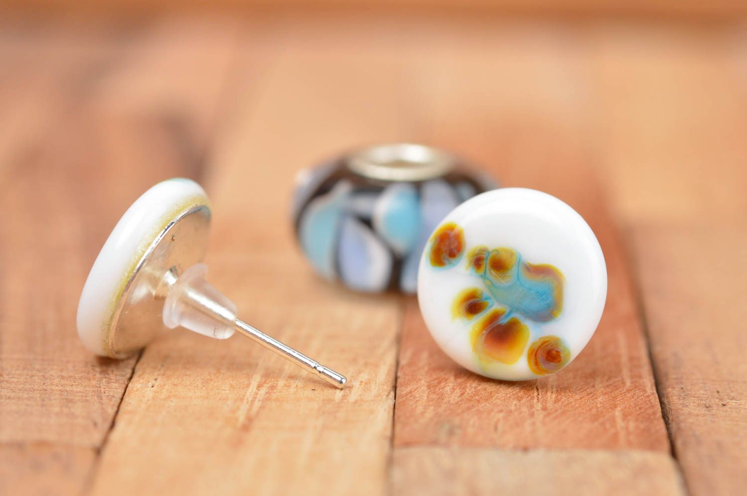 Lampwork handmade earrings jewelry with glass beads glass accessories for women photo 1