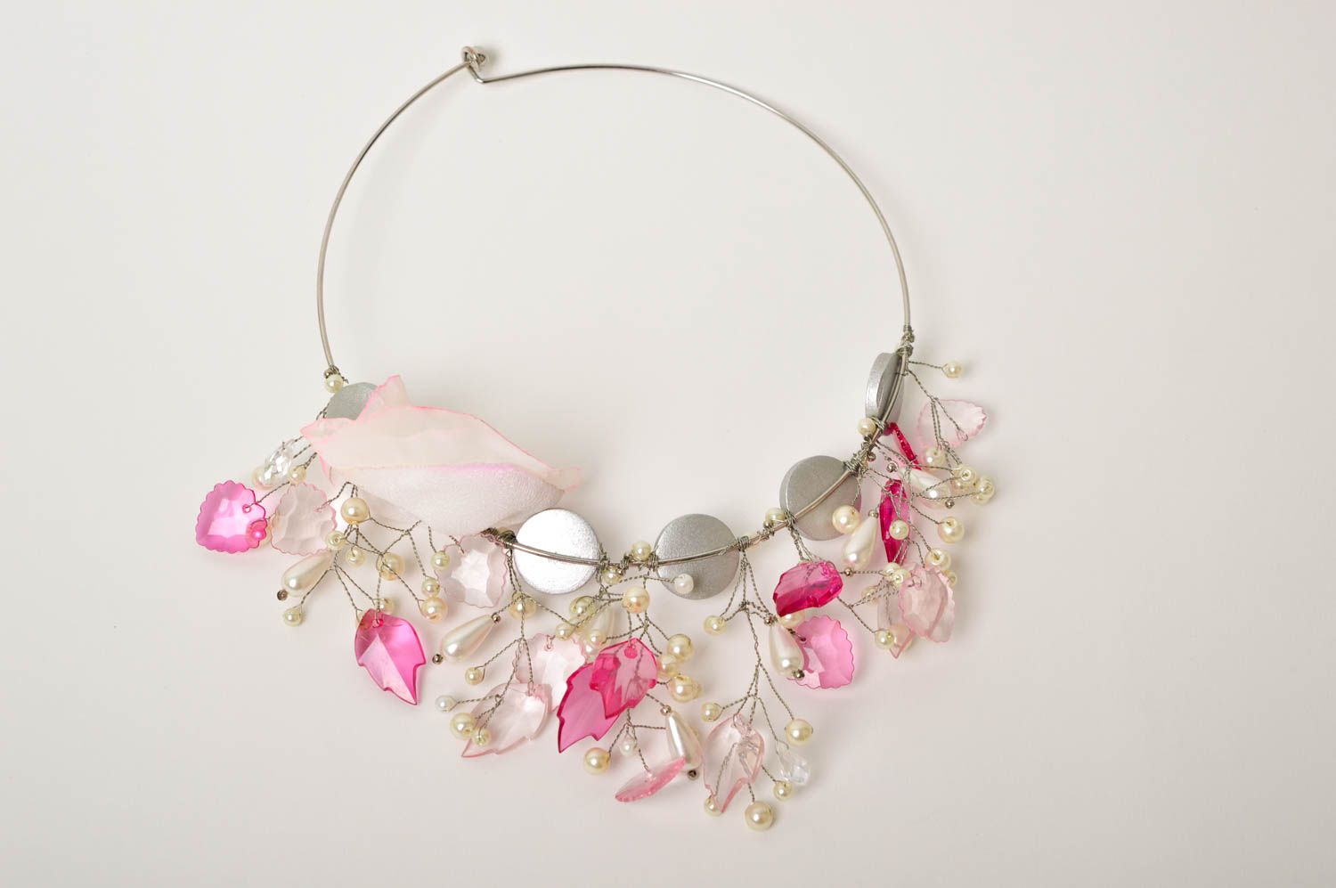 Handmade plastic necklace beaded necklace handmade jewelry made of beads  photo 4