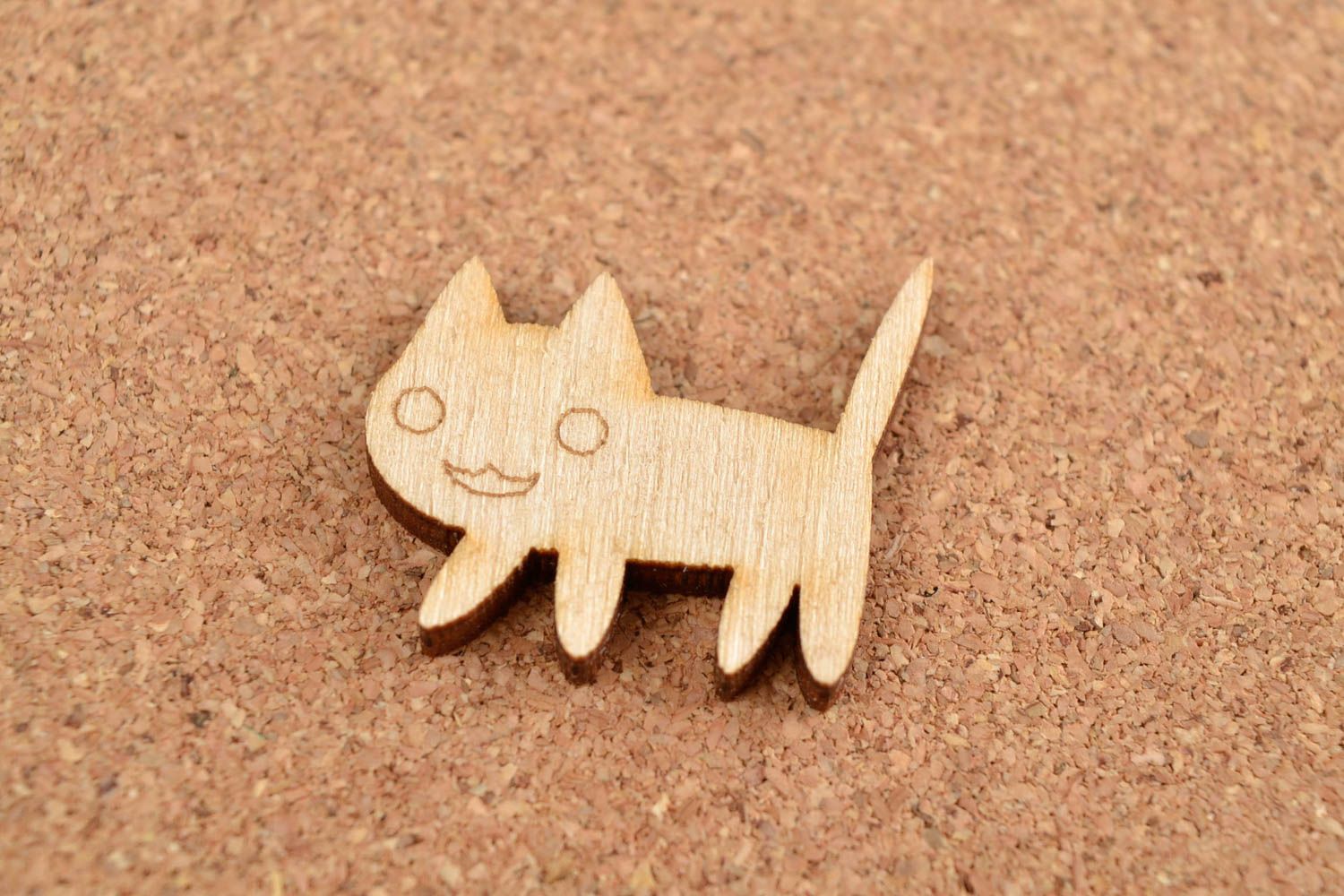 Handmade Holz Rohling Deko Figur Holzartikel zum Bemalen Katze klein niedlich foto 1