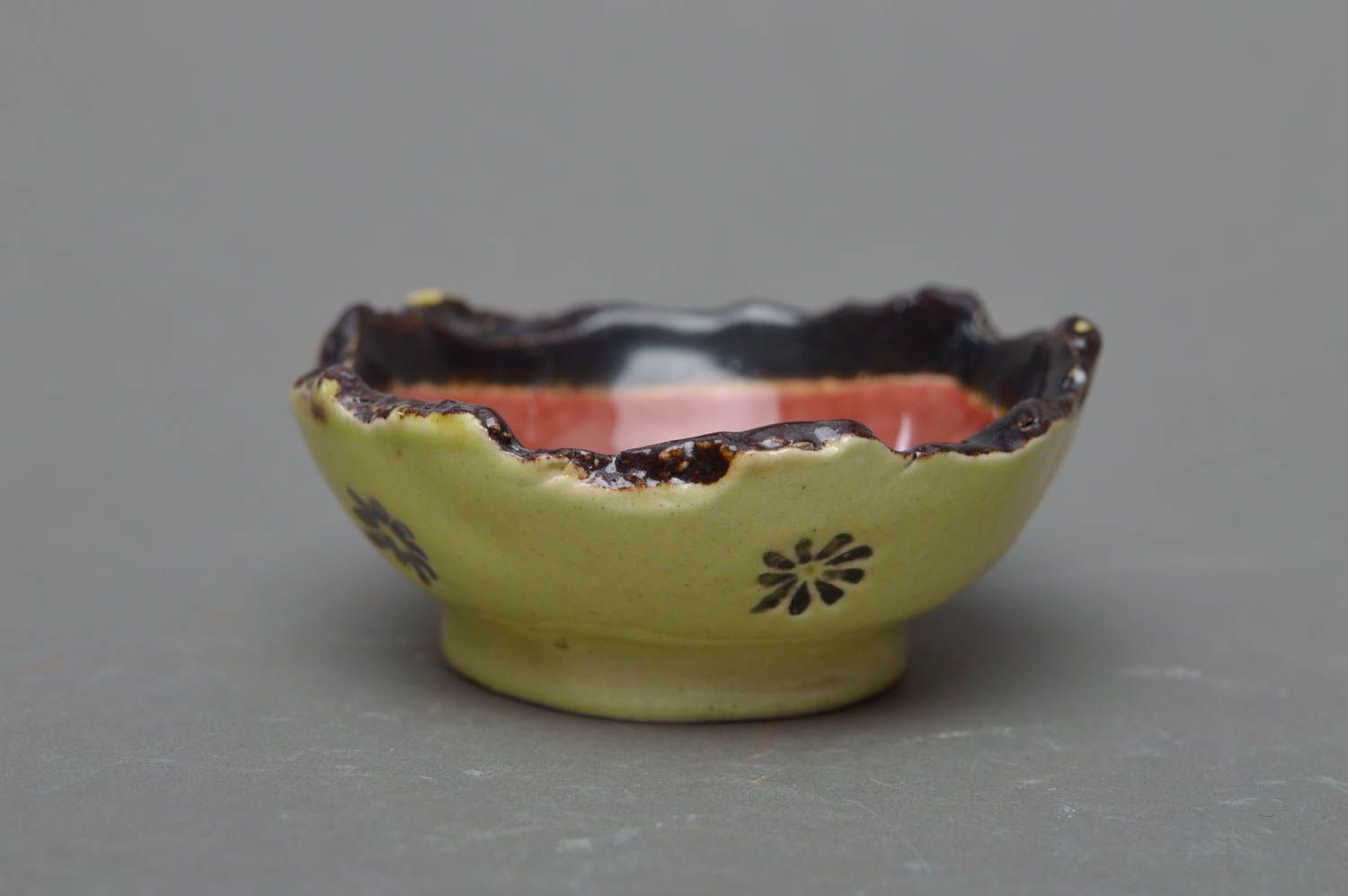 Handmade porcelain bowl painted with colored glaze cute kitchen decor  photo 2