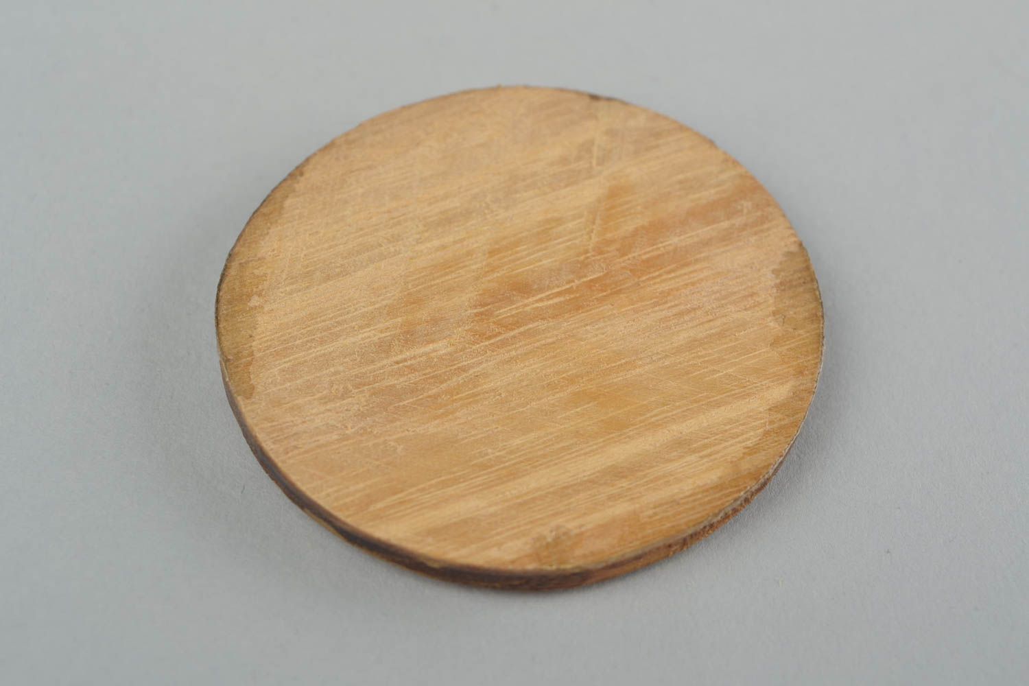 Handmade natural acacia wood round golden colored home protection amulet photo 5