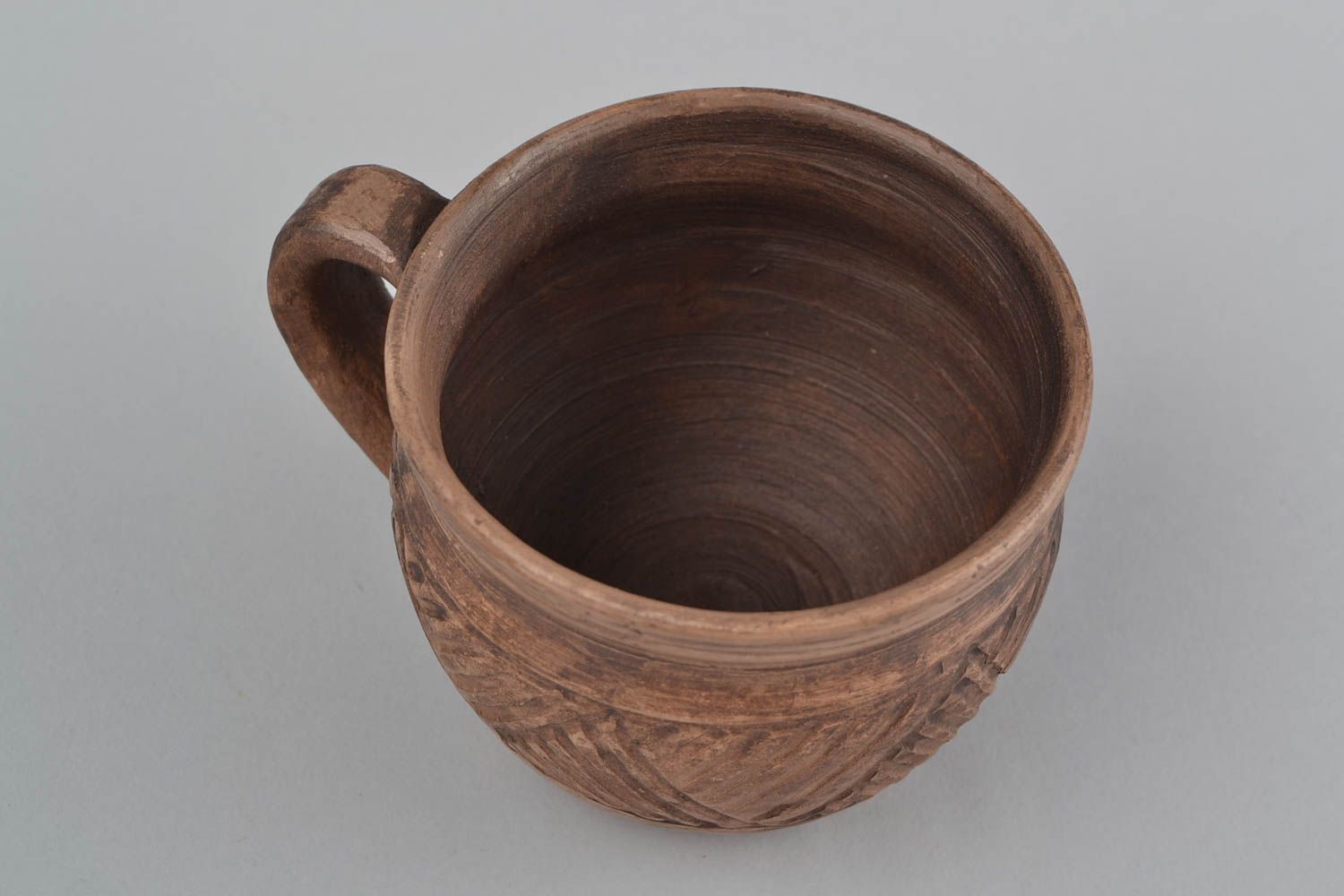 Tasse en argile faite main design brune originale à thé vaisselle 40 cl photo 5