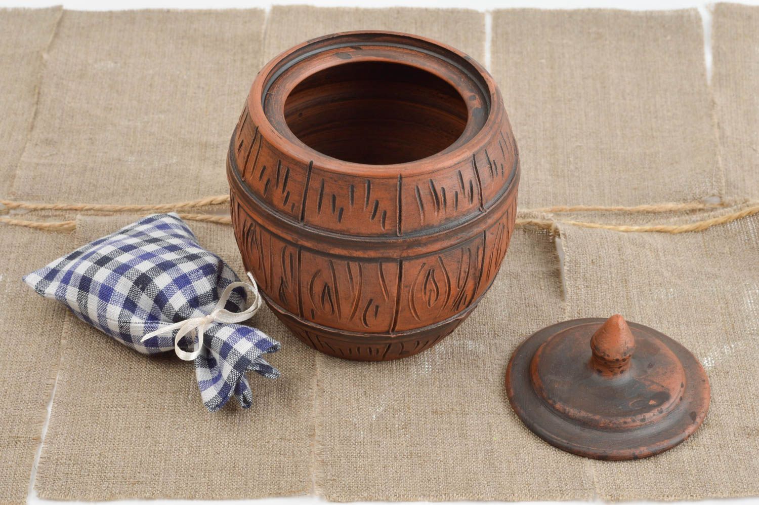 Topf aus Ton handmade Deko für Küche schönes Keramik Geschirr  für Honig foto 1