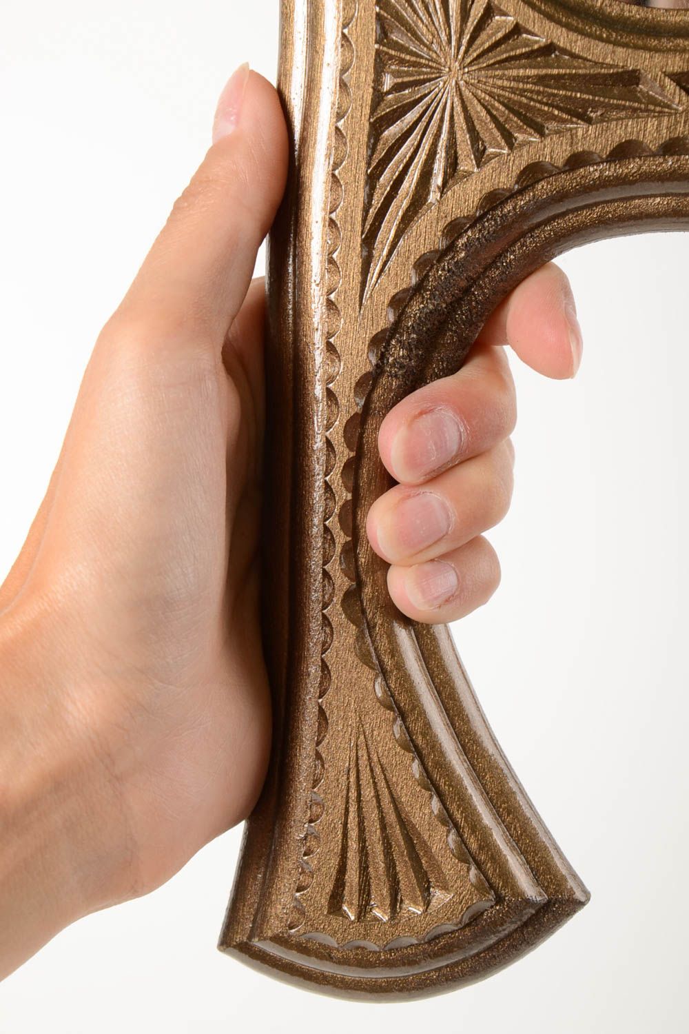 Handmade Spiegel mit Ständer schöner Spiegel aus Holz Handspiegel Geschenk  foto 5