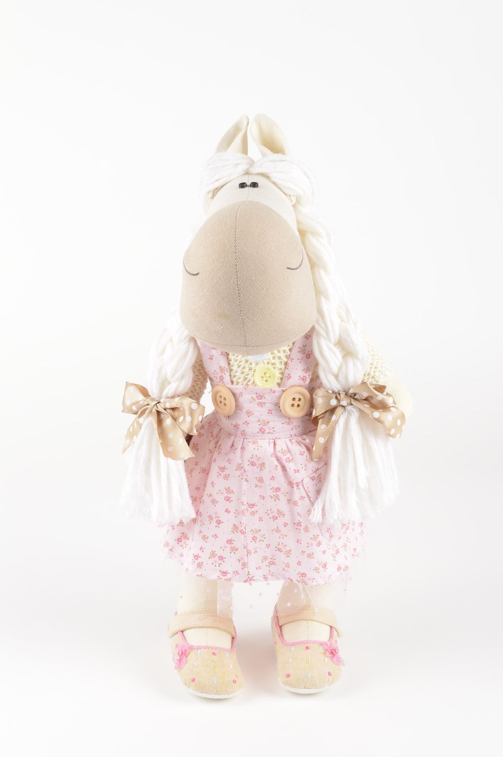 Handmade Kuscheltier Pferd im Kleid Stoff Spielzeug Geschenk für Kinder drollig foto 2