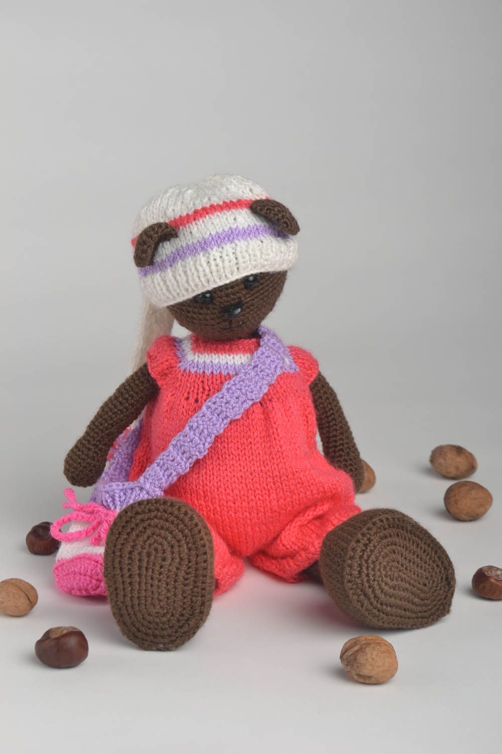 Peluche ours brun fait main Jouet tricot original mignon Cadeau enfant photo 1