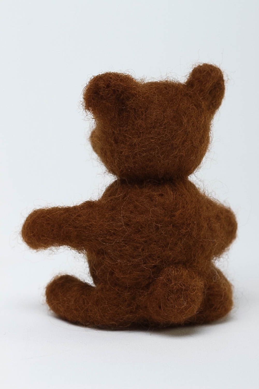 Игрушка ручной работы коричневый мишка валяная игрушка детский декор для дома фото 3