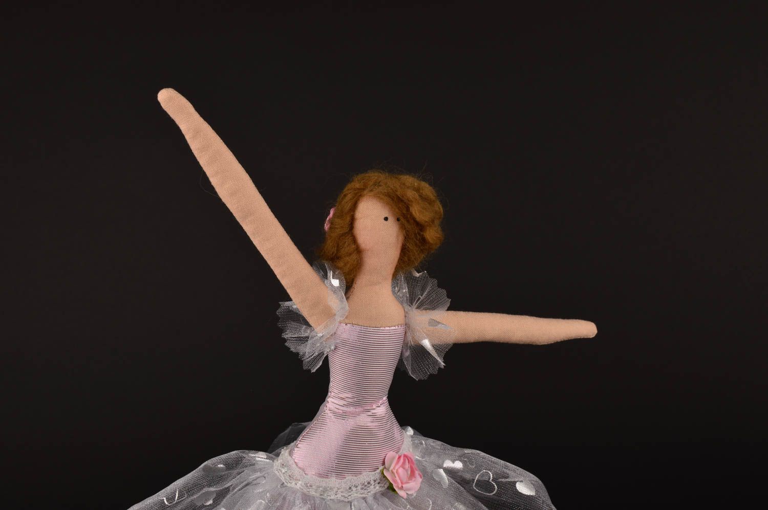 Кукла ручной работы кукла из ткани авторская кукла на подставке Балерина фото 5