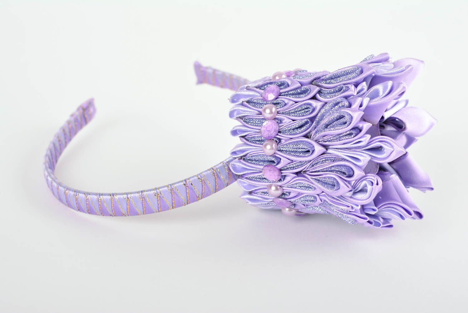Diadema hecha a mano regalo original adorno para el pelo de goma EVA color lila foto 1
