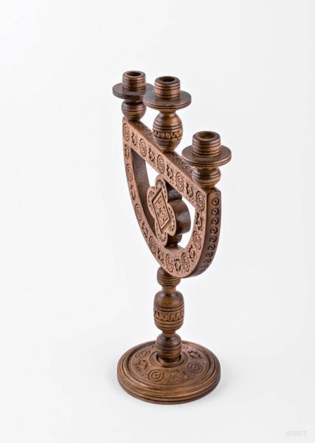 Wooden candlestick for 3 candles photo 6