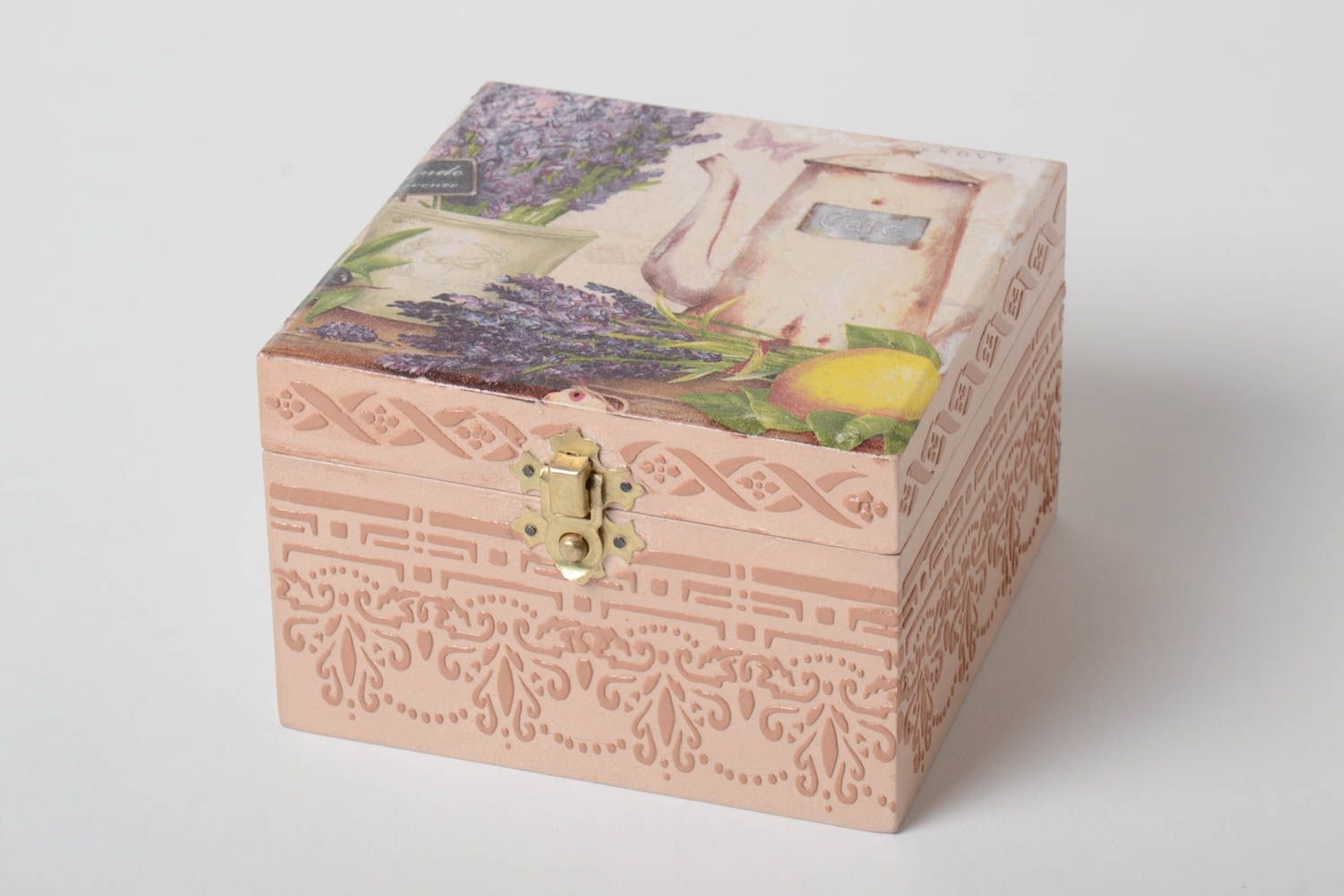 Wooden jewelry box handmade box with decoupage decorative wooden box home decor photo 2