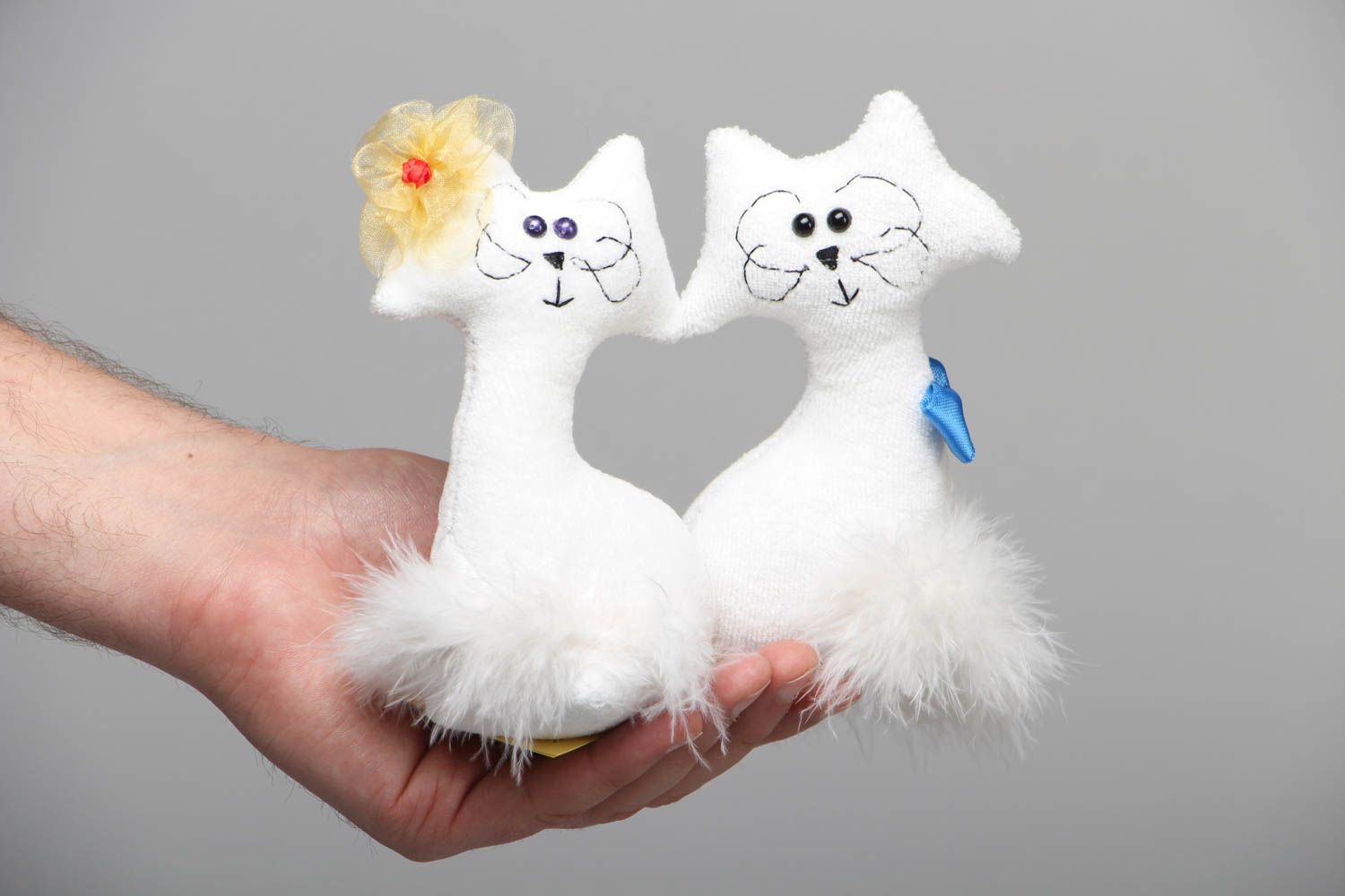 Мягкие игрушки ручной работы Коты-валентинчики фото 4