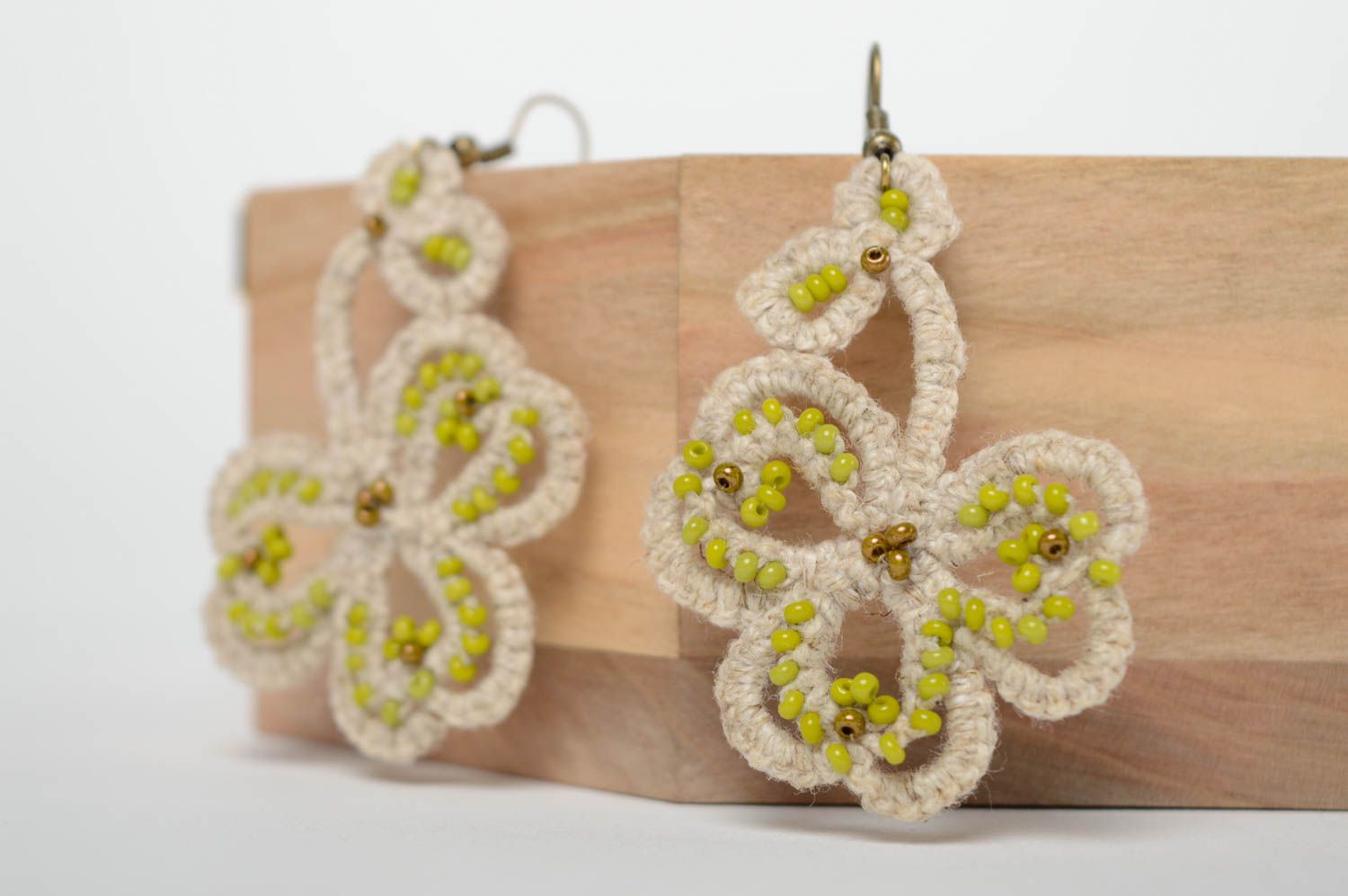 Homemade crochet earrings Clover photo 1