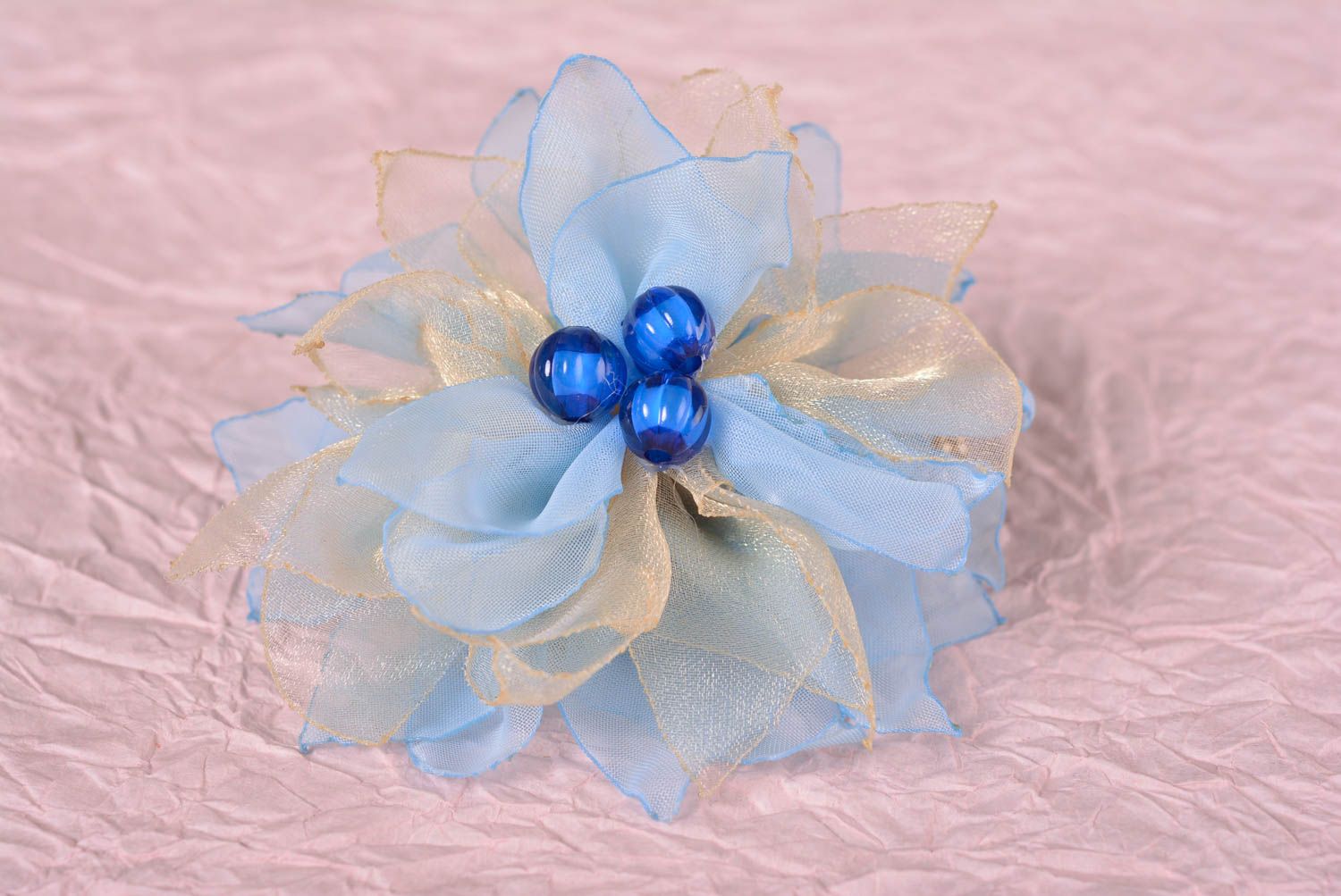Haarspange Blume handmade Damen Modeschmuck Accessoire für Haare in Blau schön foto 1