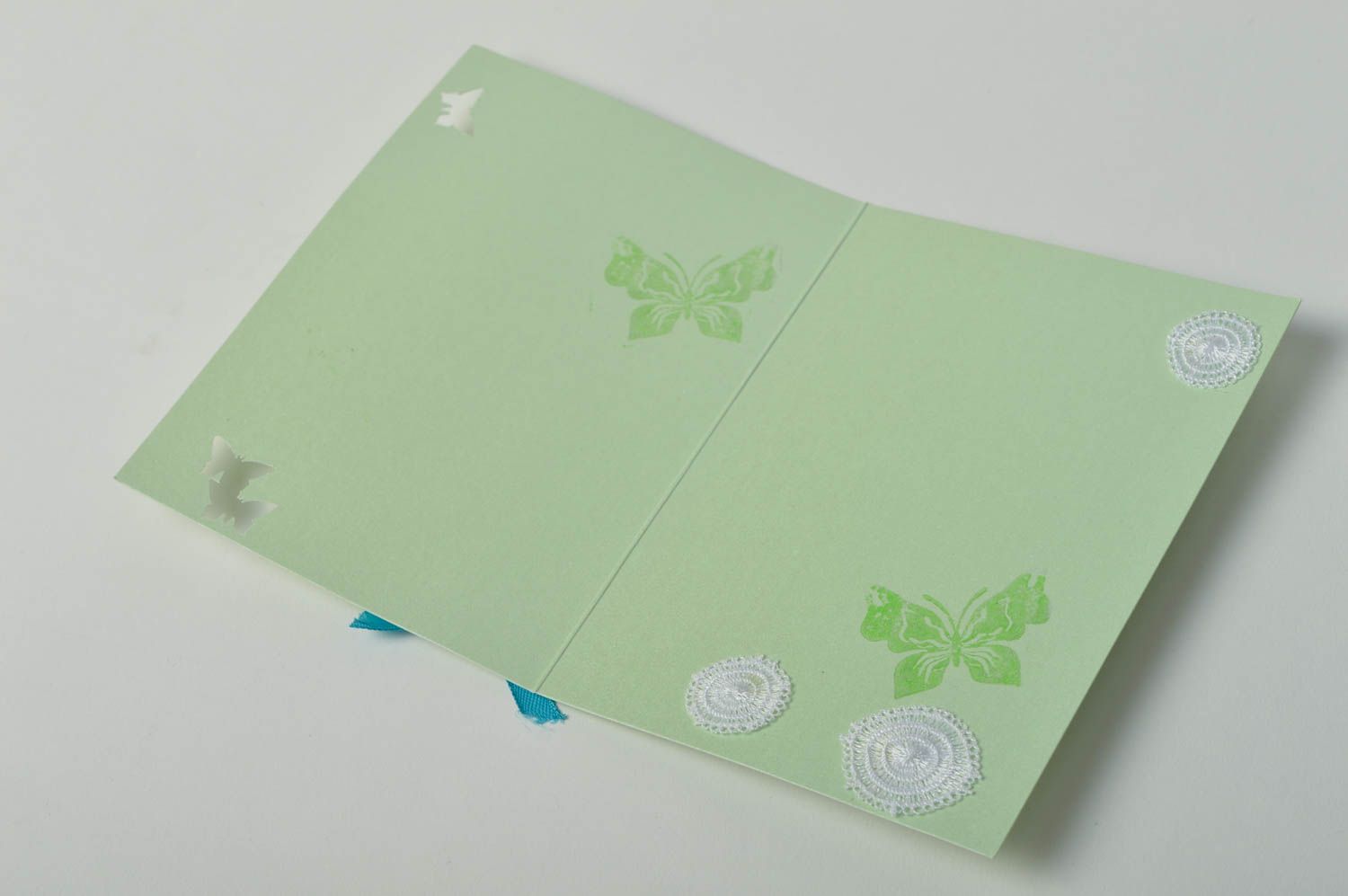 Carte de voeux anniversaire faite main en carton vert clair Petit cadeau photo 4