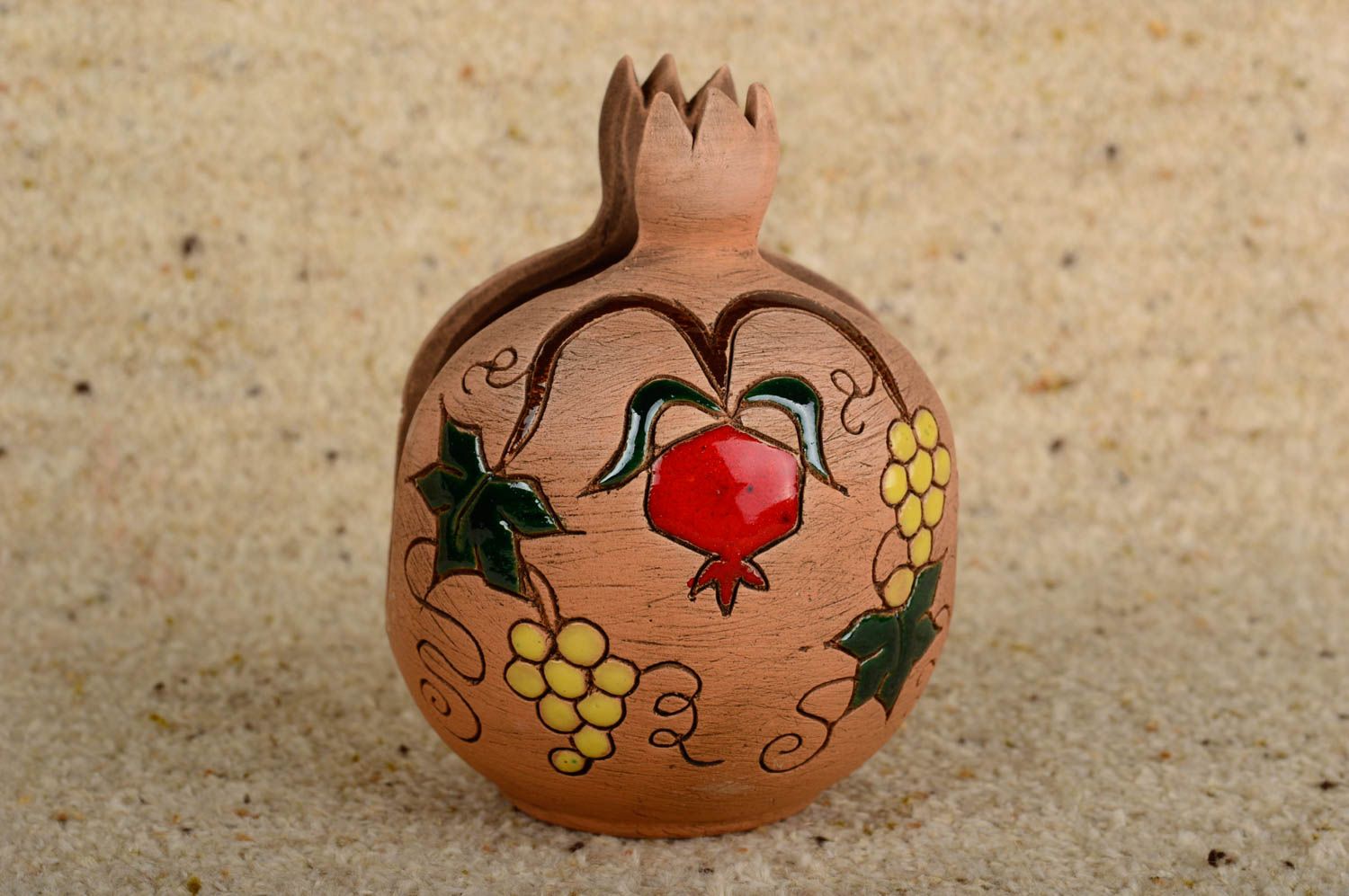 Servilletero artesanal con forma de granada regalo original decoración de casa foto 1