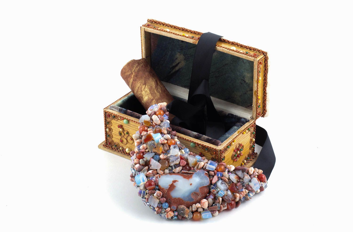Handmade necklace trendy jewels designer gift natural stones jasper accessory photo 1