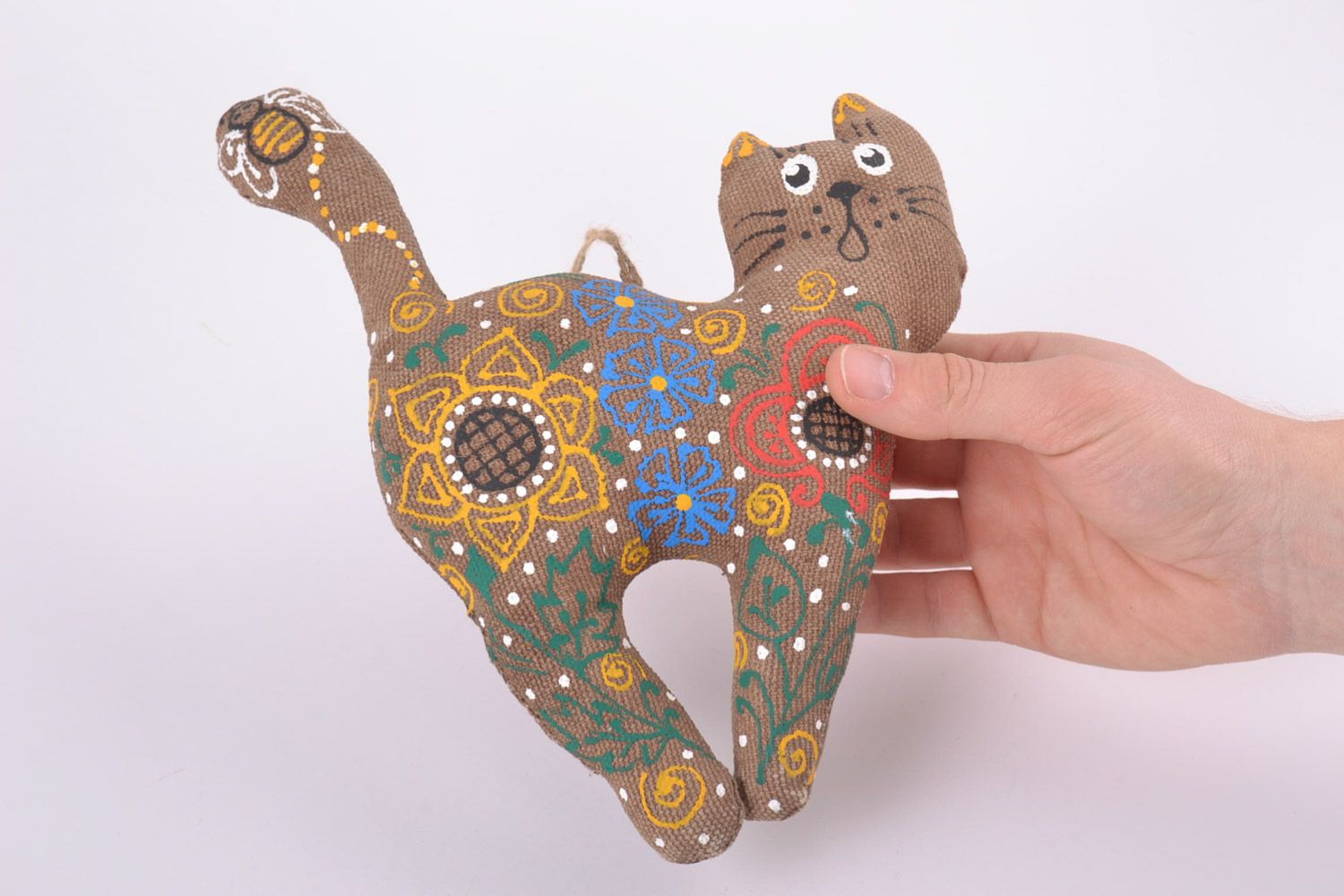 Suspension décorative en tissu faite main peinte à l'acrylique parfumée chat photo 5