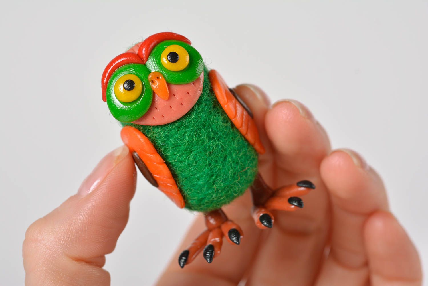 Wool felted unique toy handmade owl figurine gift interior decoration toy photo 4