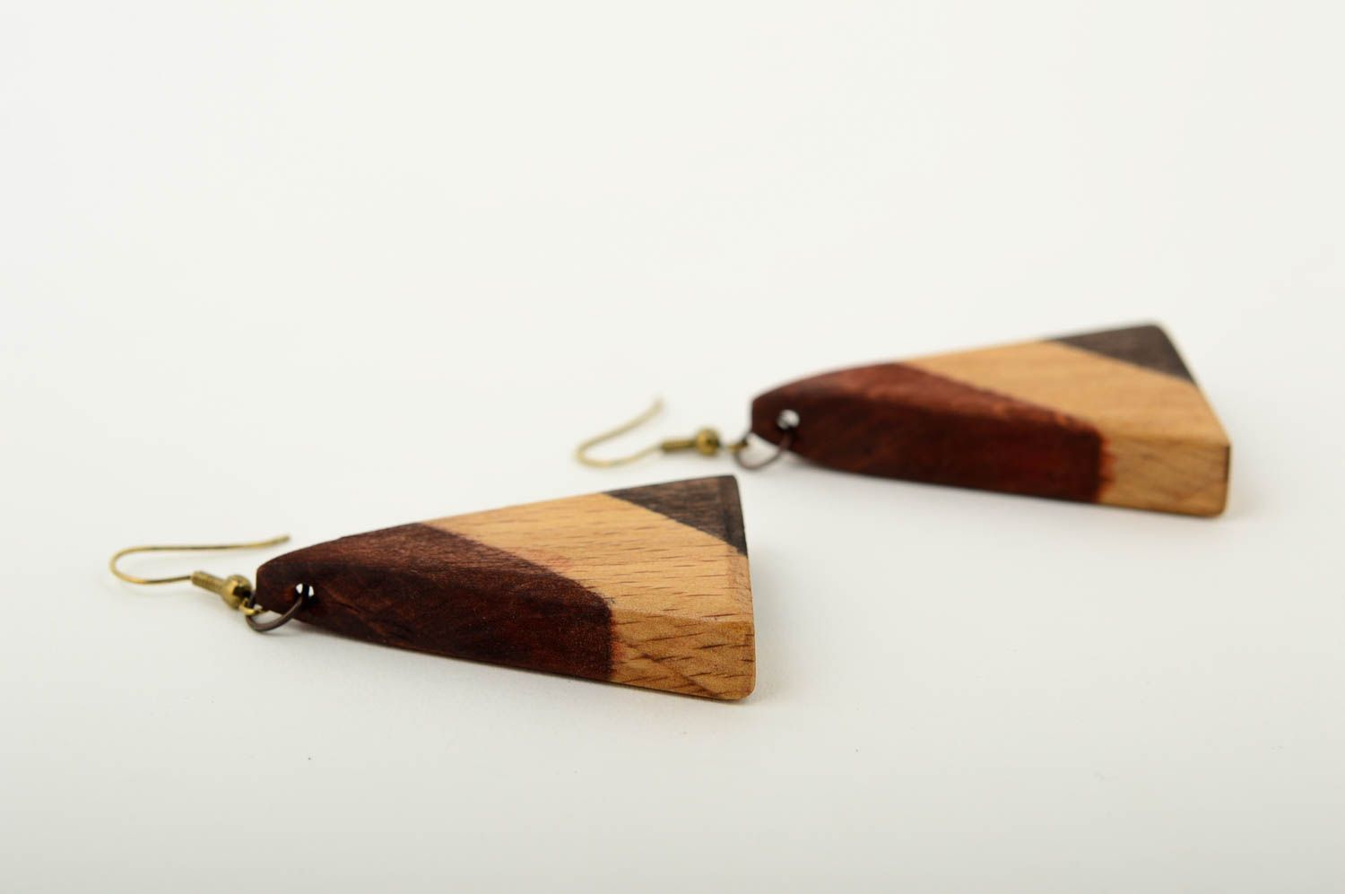 Украшение ручной работы деревянное украшение модные серьги из дерева полосатые фото 4