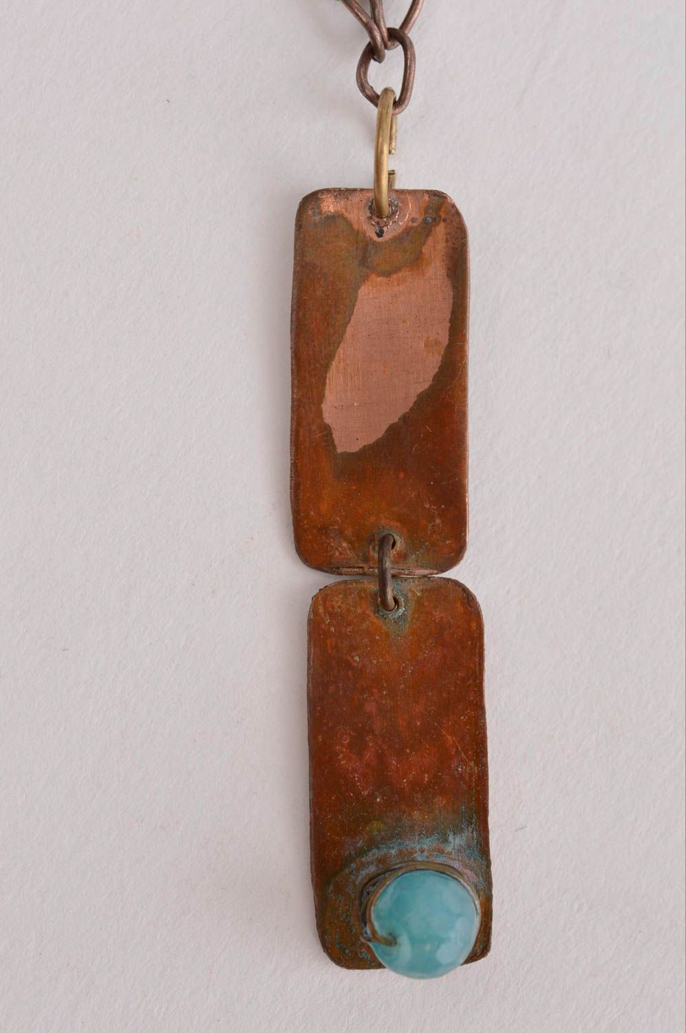 Colgante hecho a mano con piedra regalo original colgante para mujeres de cobre foto 4