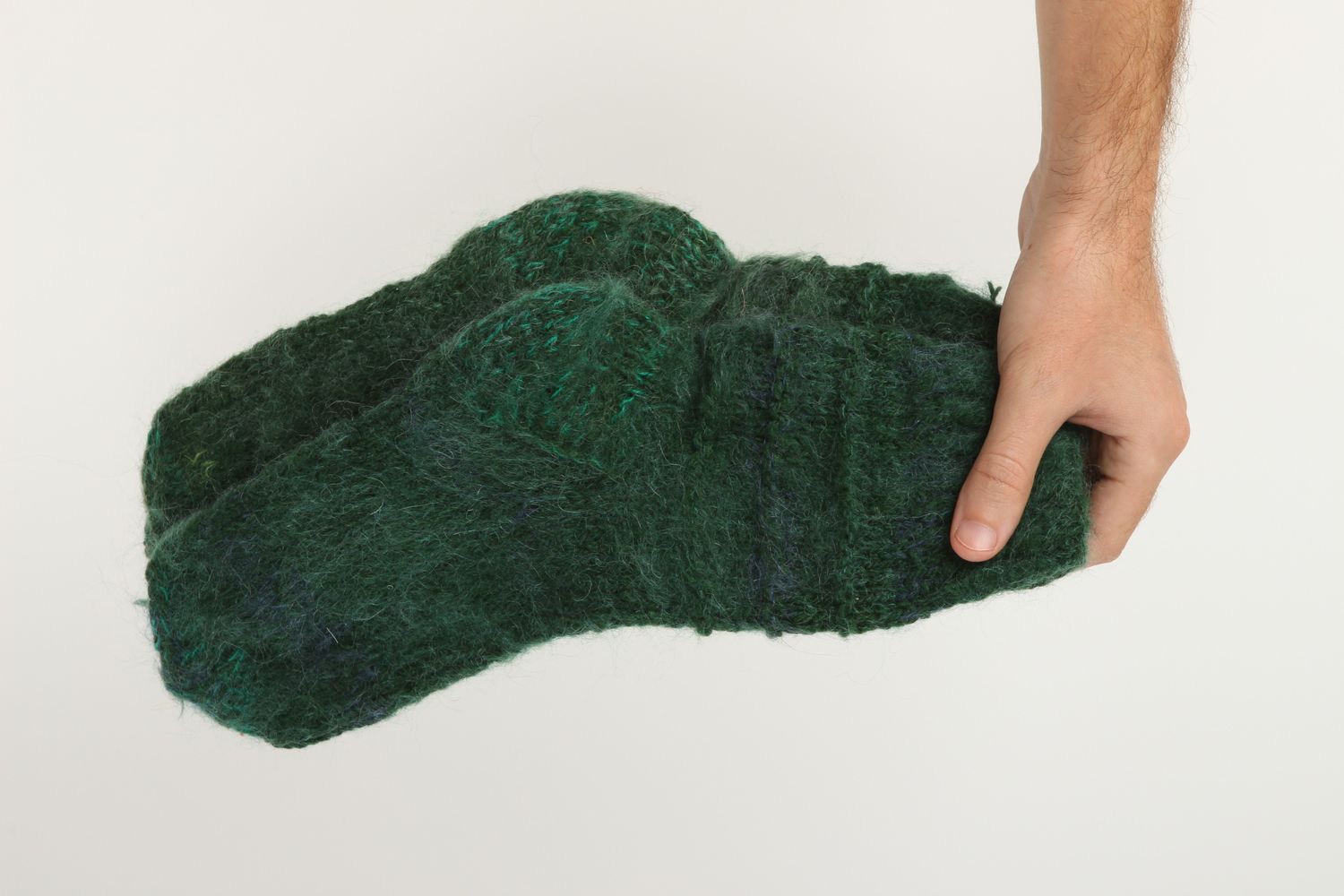 Handmade green woolen socks knitted socks winter clothes Christmas gift ideas photo 5