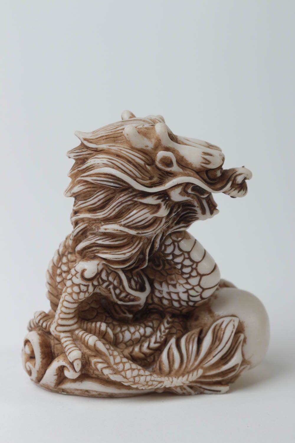 Handmade small figurine unusual statuette in Eastern style dragon statuette photo 4