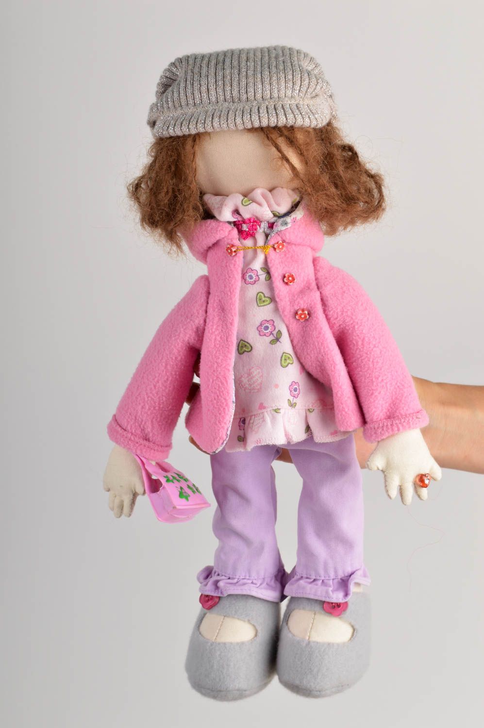 Кукла ручной работы оригинальная кукла из ткани стильная мягкая кукла девочка фото 5