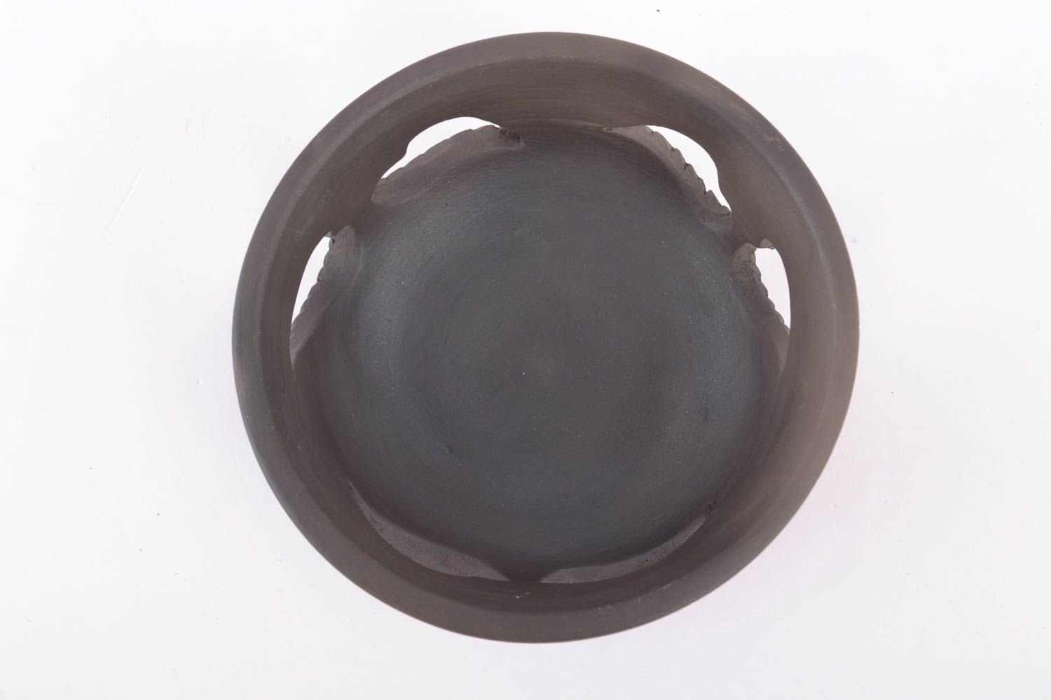 Глиняный подсвечник подставка для подогрева чайника черная фото 3
