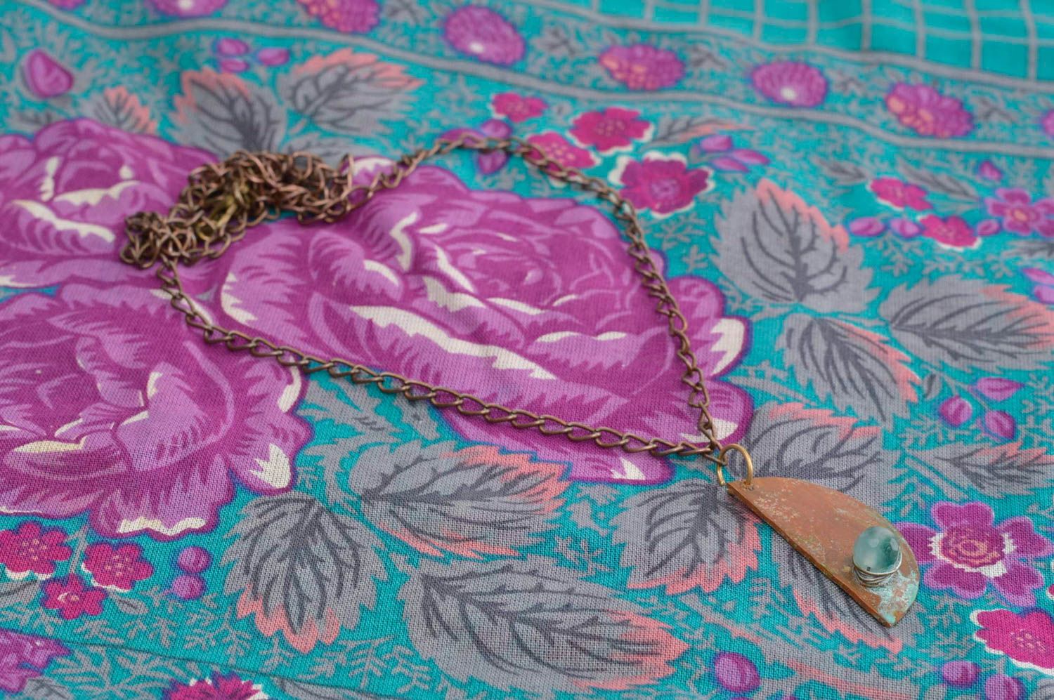 Украшение ручной работы украшение из меди женский кулон с натуральным нефритом фото 2