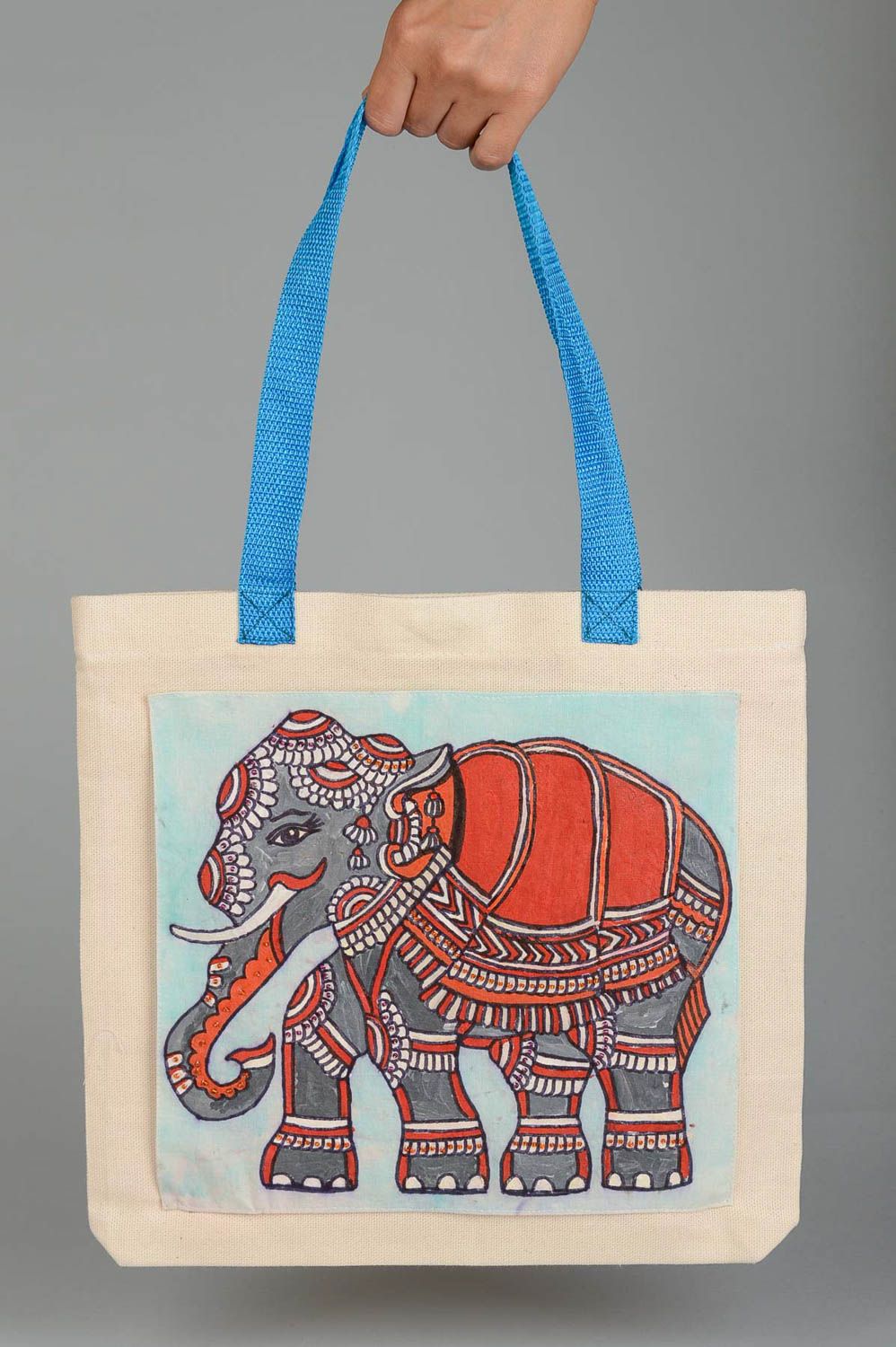 Сумка ручной работы сумка с рисунком слона яркая расписная женская сумка фото 5
