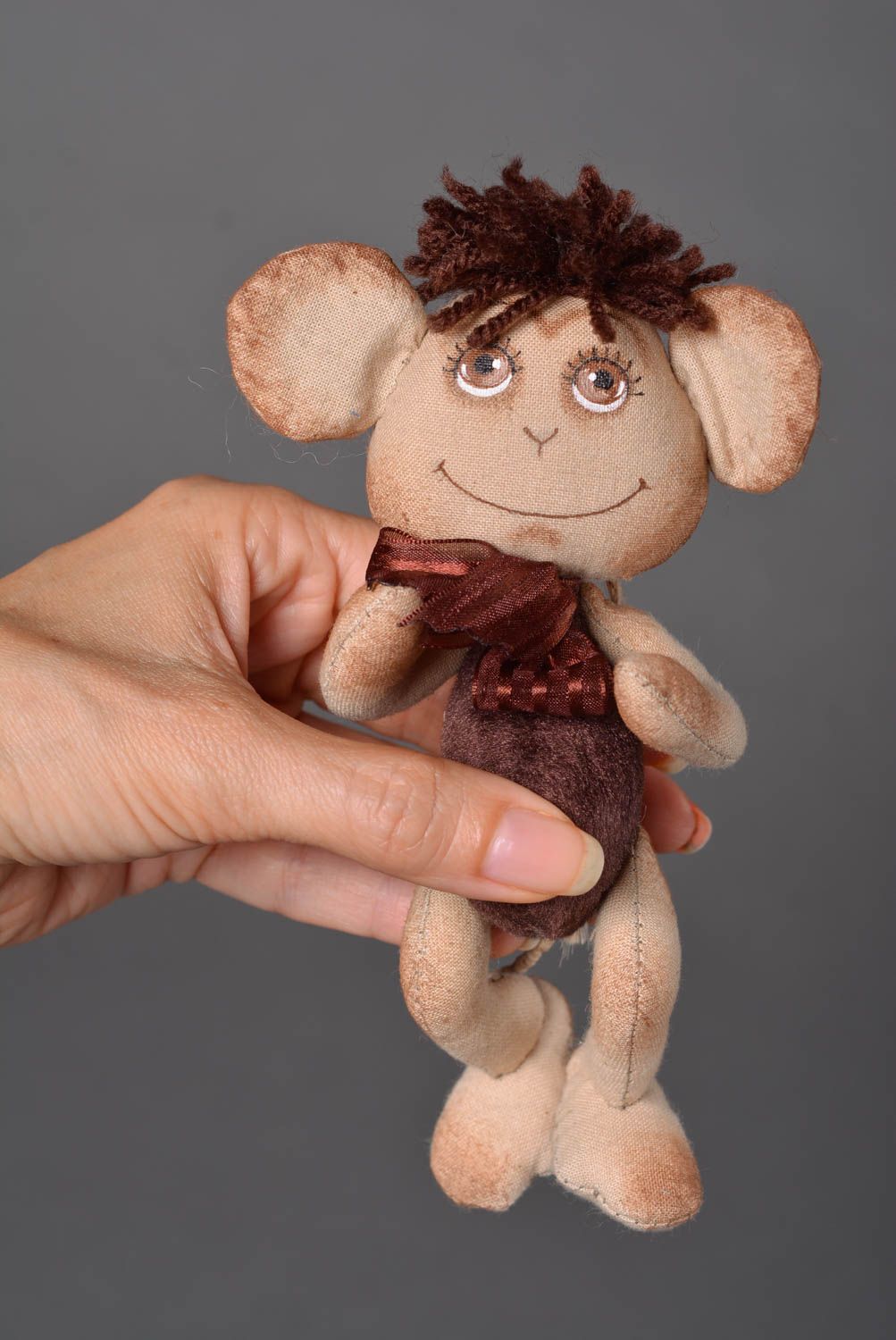 Juguete artesanal pintado muñeco de peluche regalo original para niños Mono foto 3