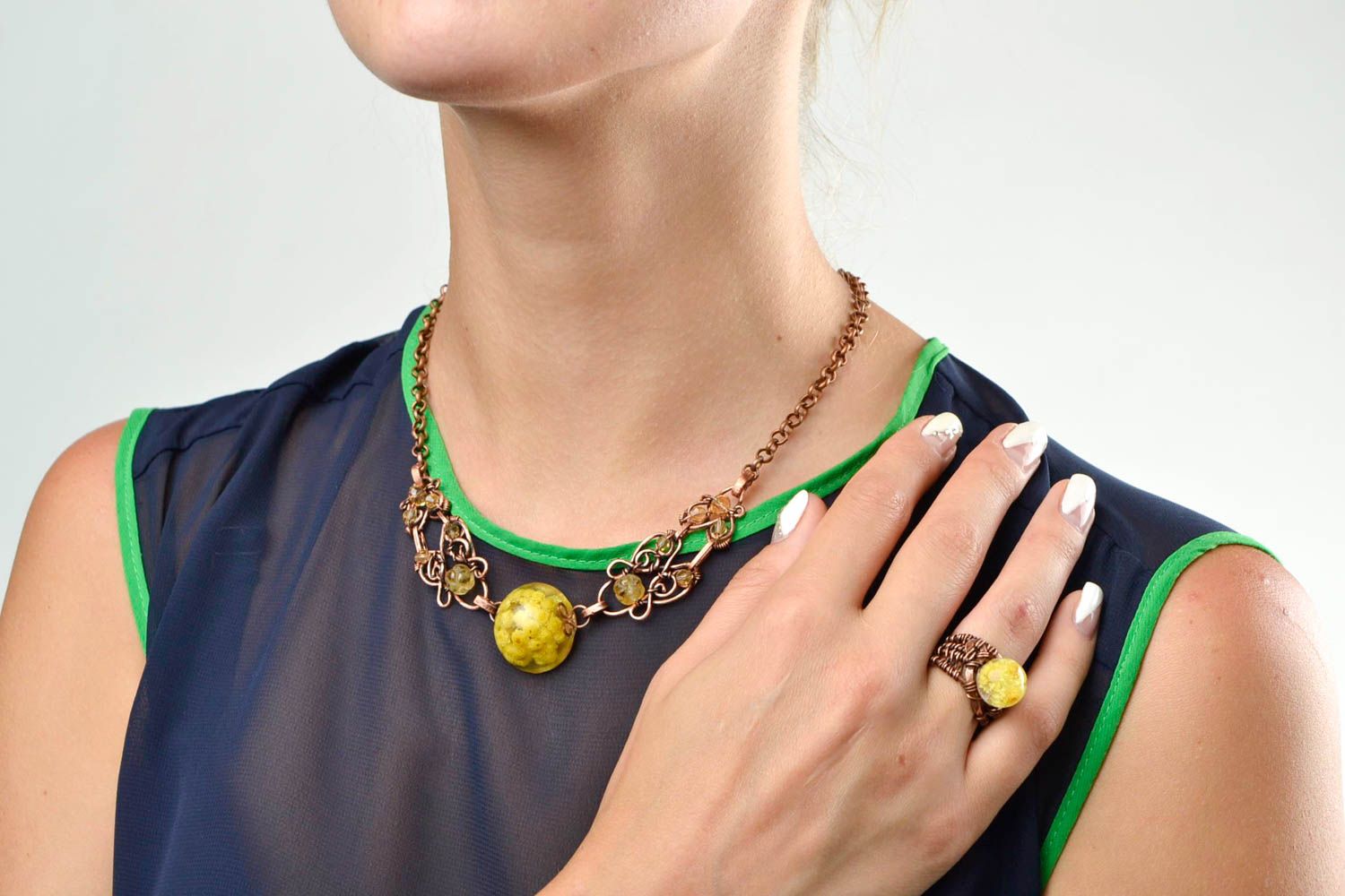 Schmuck Set handmade Ring Damen Halsketten Anhänger Designer Accessoires foto 2