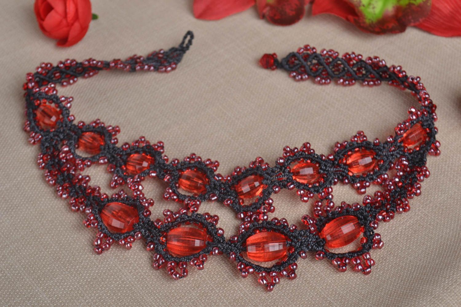 Stylish handmade woven thread necklace beautiful jewellery textile jewelry photo 1