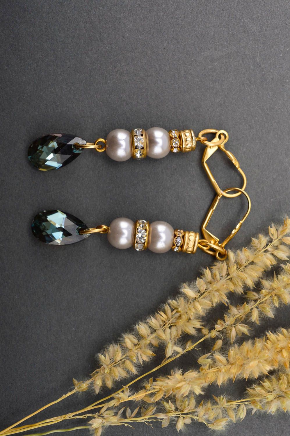 Handmade beaded earrings pearl earrings crystal earrings gifts for her photo 1