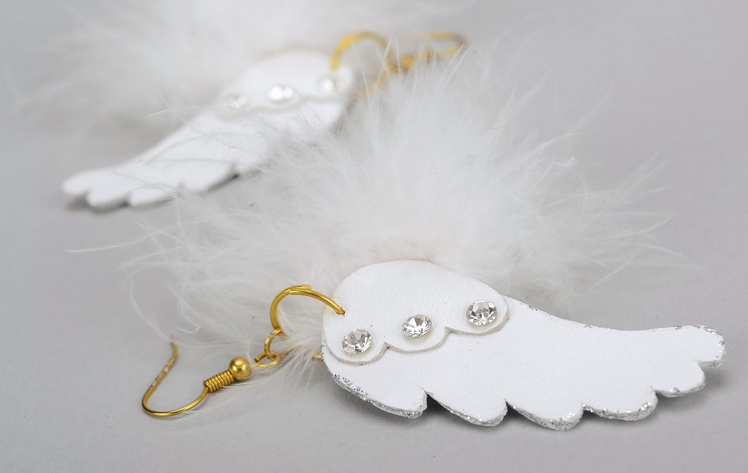 Leather earrings Wings of angel photo 4