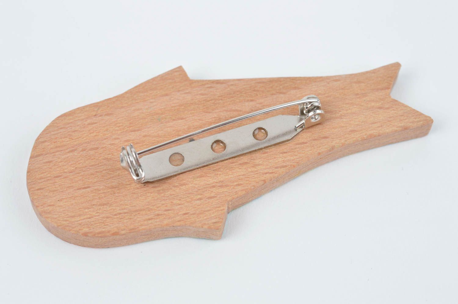 Handgemachter Schmuck Accessoire für Frauen Damen Brosche aus Holz Seejungfrau foto 3