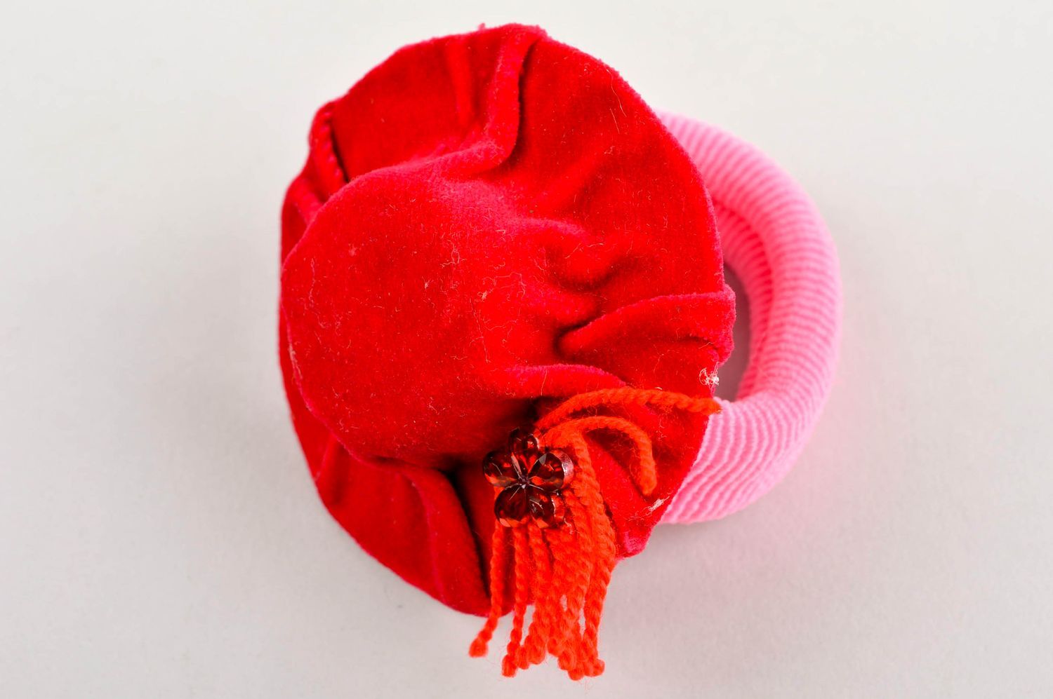 Élastique à cheveux fait main Accessoire cheveux chapeau rouge Cadeau femme photo 2
