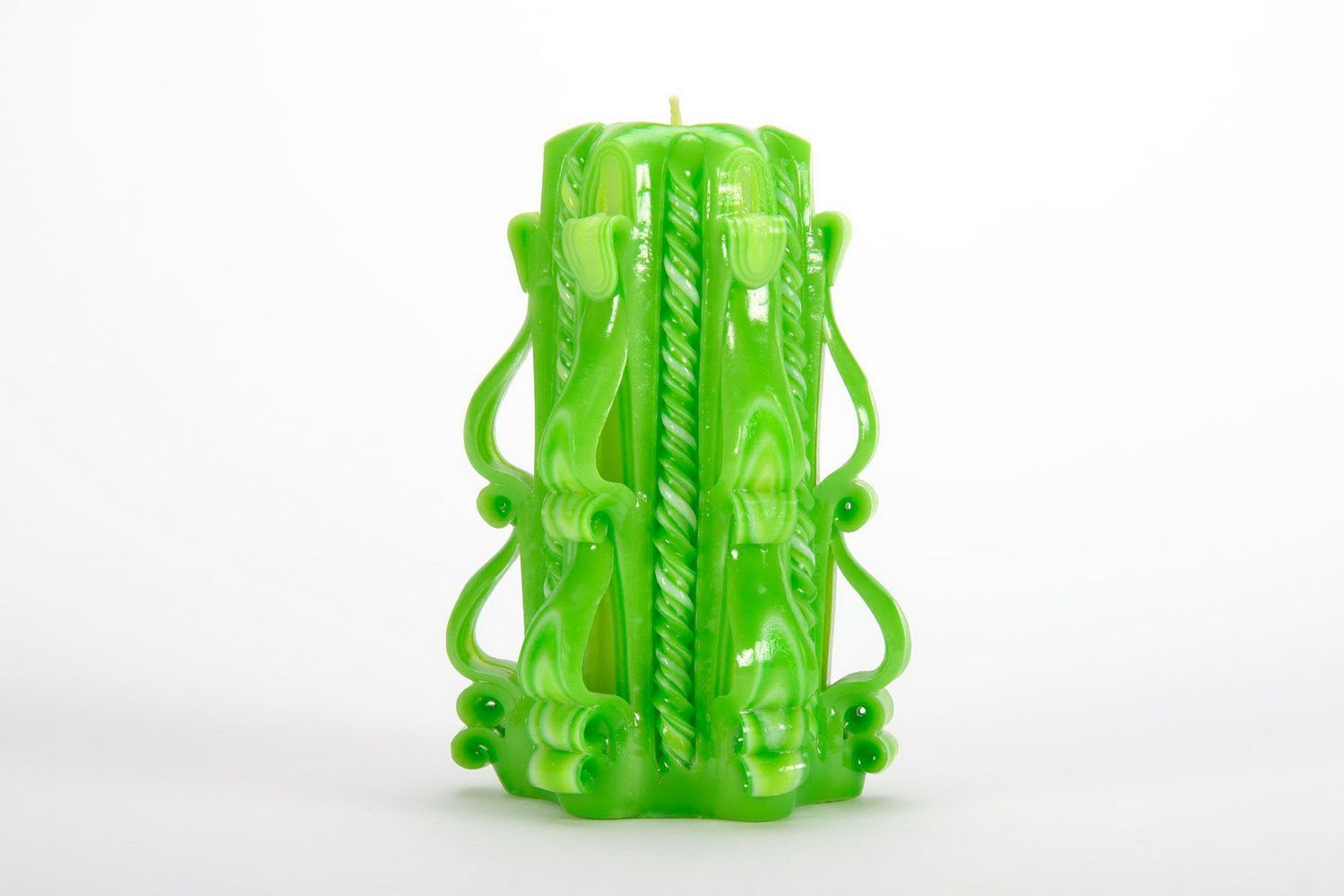 Carved candle Green flower photo 1