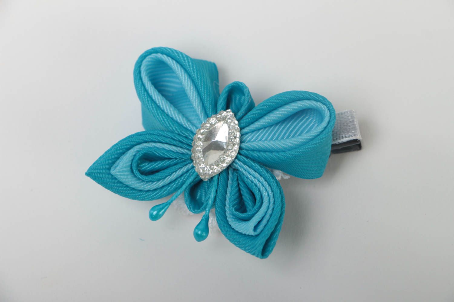 Small handmade hair clip designer textile barrette hair accessories designs photo 2