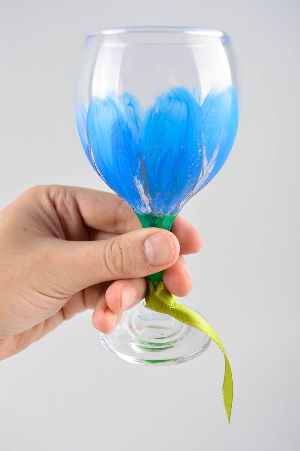 Stylish handmade glass ware painted wine glass stemware ideas small gifts photo 5