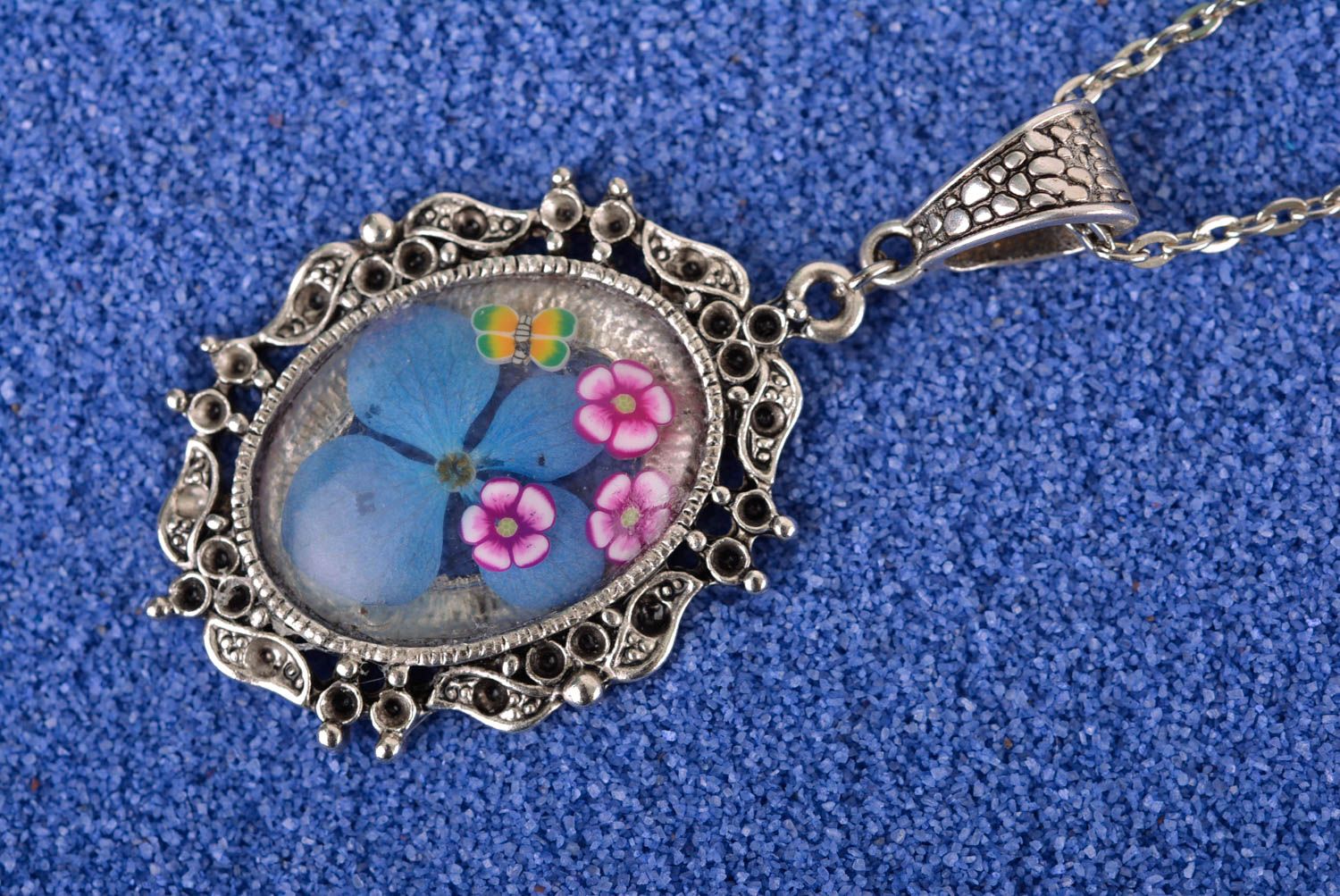 Unusual handmade neck pendant flower pendant botanical jewelry designs photo 1