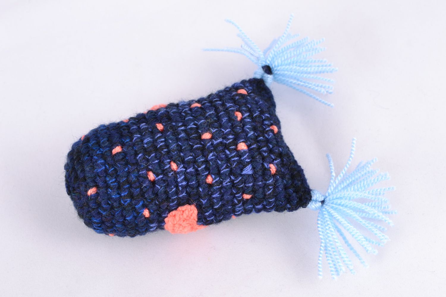 Giocattolo a maglia fatto a mano pupazzo morbido a forma di civetta blu
 foto 4