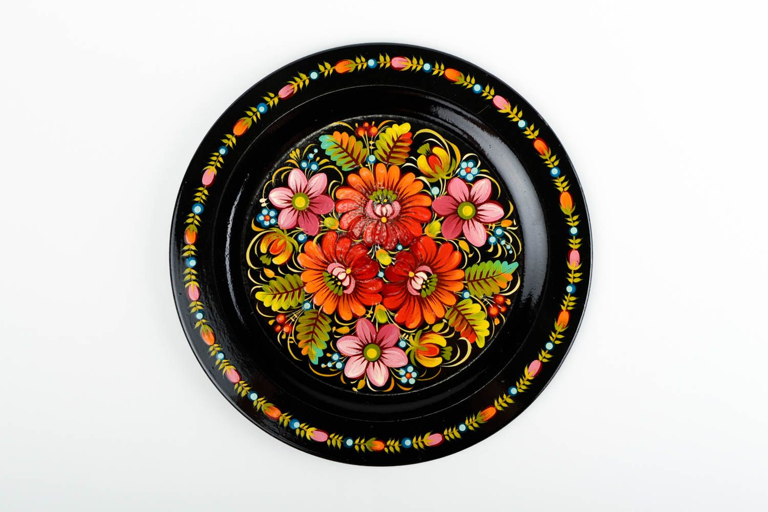 Подарочная тарелка ручной работы деревянная посуда с росписью декор для дома фото 4