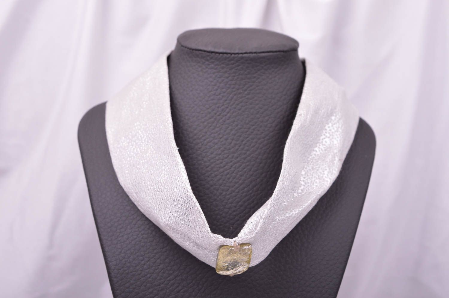 Handmade designer textile necklace unusual elegant necklace wide necklace photo 1