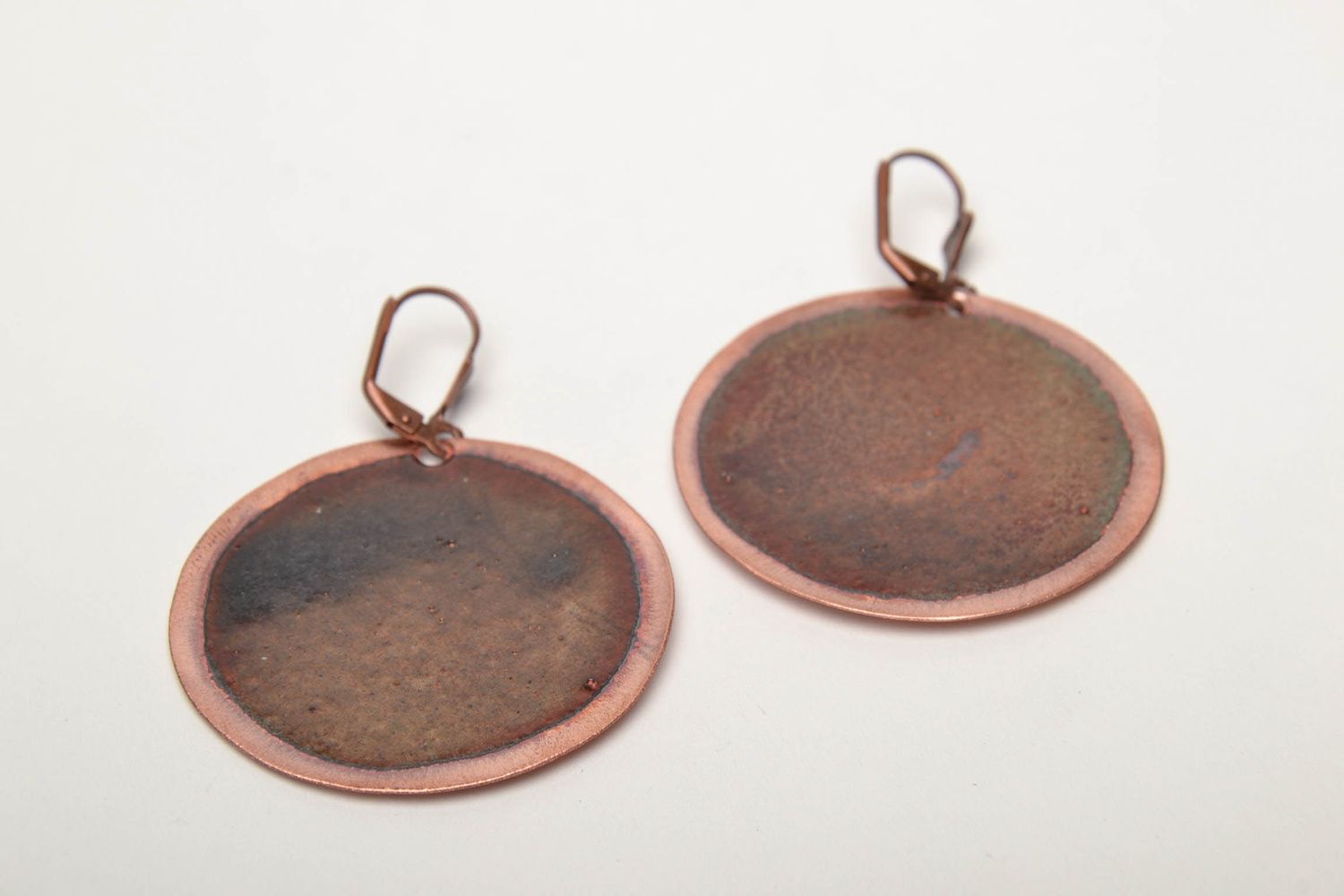 Handmade copper earrings painted with enamels photo 5