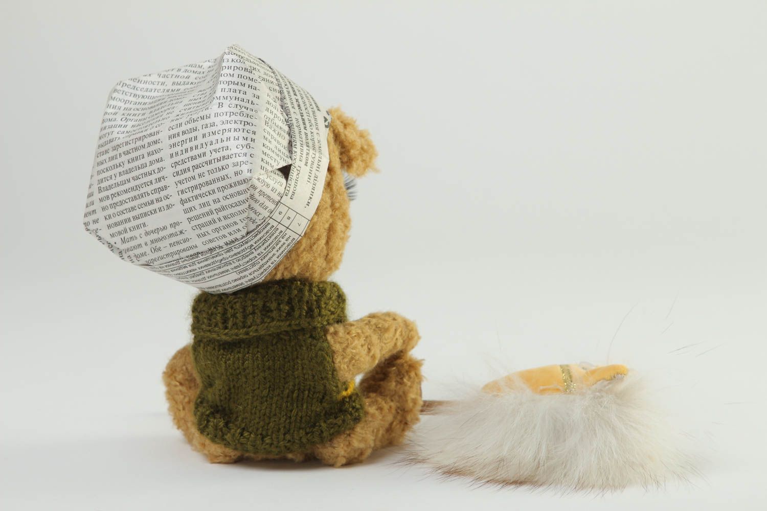 Peluche ourson Décor chambre enfant fait main viscose laine Cadeau original photo 4