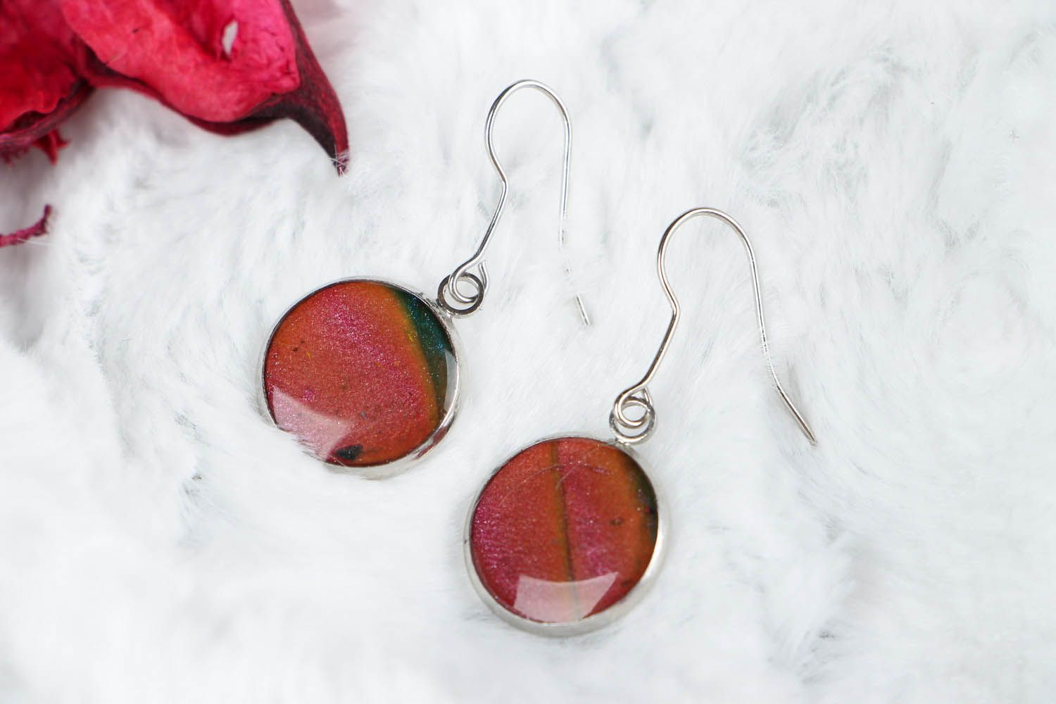 Clay Earrings with Epoxy Resin photo 3