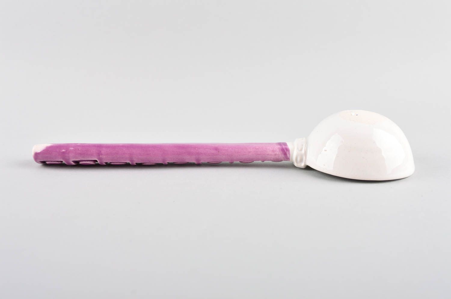 Столовый прибор handmade керамическая посуда маленькая ложка с сиреневой ручкой фото 4