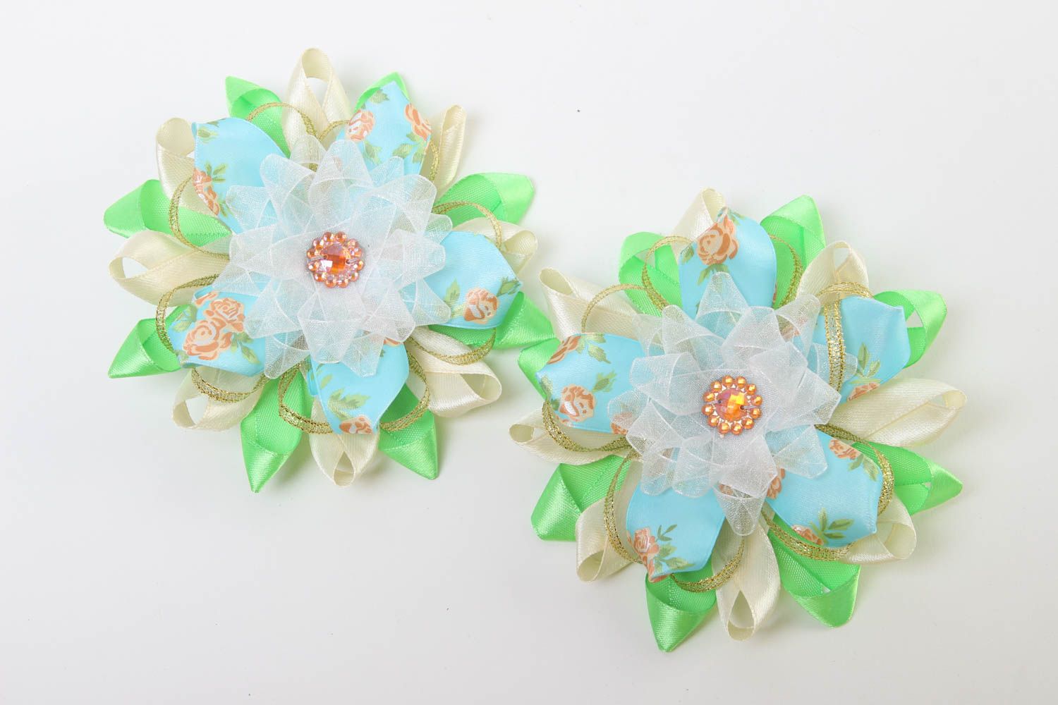 Handmade flower hair clip 2 pieces kanzashi flower hair accessories for girls photo 2